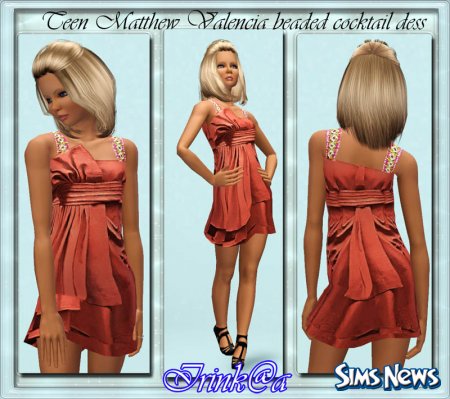 Подростковое платье для Sims 3