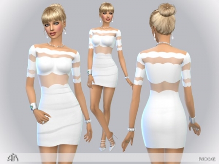 Воздушное белое мини-платье для Симс 4 от Paogae