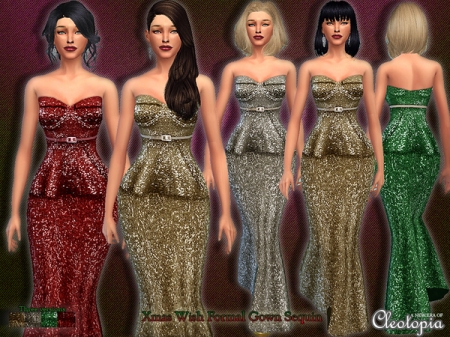 Set15- Xmas Wish Belted Sequin Gown