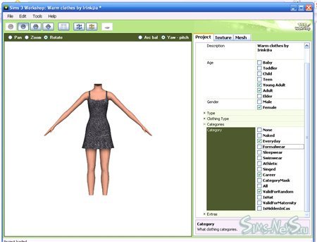 Преобразование одежды из Sims 2 для Sims 3 с помощью Workshop