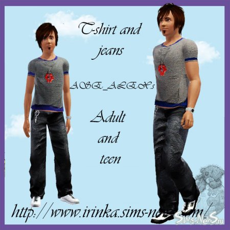 Футболка и джинсы для мужчин для Sims 3