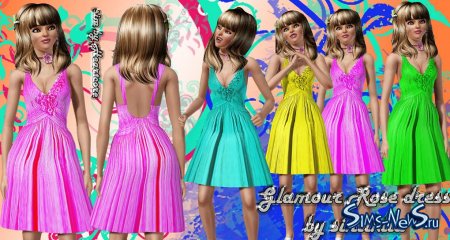 Платье Glamour Rose для Sims 3