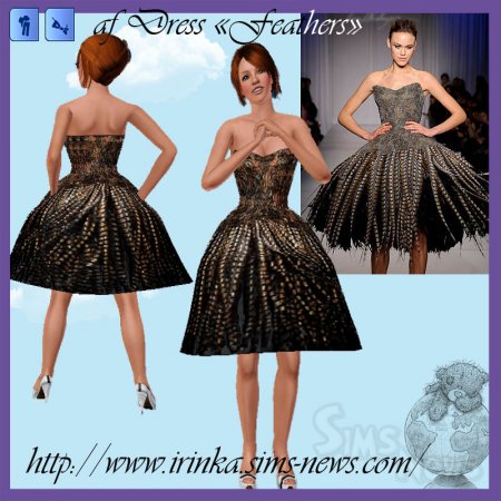 Платье "Перья" для Sims 3