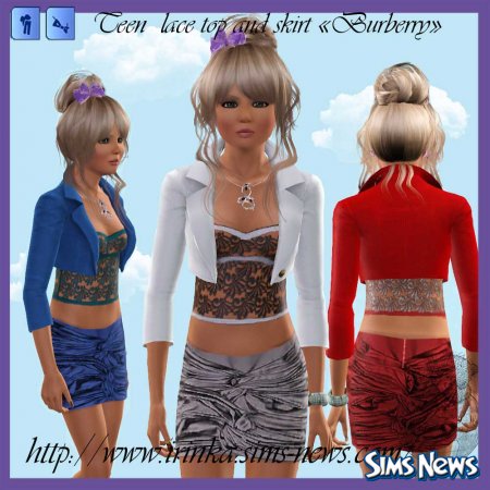 Топ с болеро и юбка для Sims 3