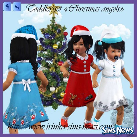 Новогоднее платье и шапка для малышей для Sims 3