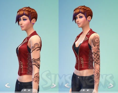 Татуировки у симов в The Sims 4 CAS Демо