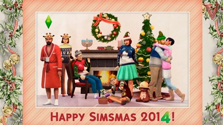 Новогодняя видео открытка Симс 4