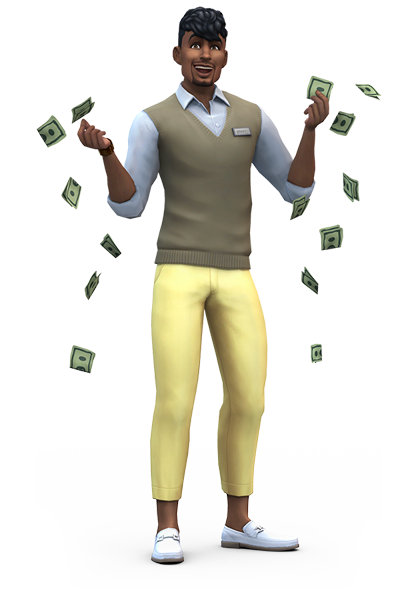 Деньги персонаж. Симолеоны в симс 4. Персонажи с деньгами. Игровой персонаж с деньгами. Симы с деньгами.