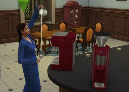 Скриншот с кофемашиной из "The Sims 4 Веселимся вместе!"