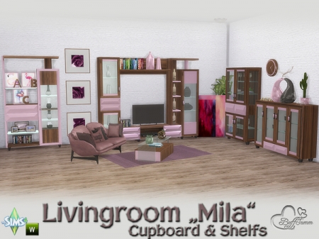 BuffSumm. Сет мебели  и декора для гостиной к Sims 4