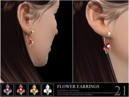 S-Club LL ts4 earring 21(f). Цветочные серьги "Летний сад" для симок