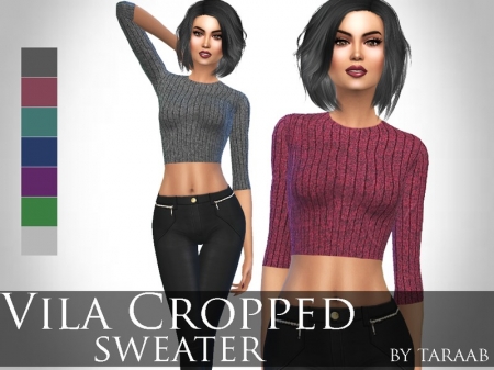 Vila Cropped Sweater. Укороченный свитер для симок