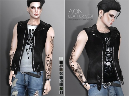 Aon Leather Vest. Безрукавка для симов