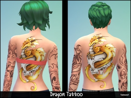 Dragon Tattoo 01 (Set). Татуировка дракона для симов