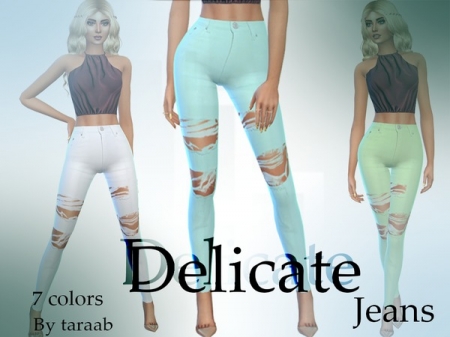 Delicate Jeans. Рваные джинсы для симок