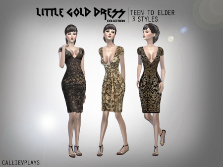 Little Gold Dress Collection. Золотые платье для симок