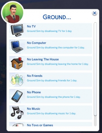 Список запретов родителей  в Игровом наборе The Sims 4 Родители