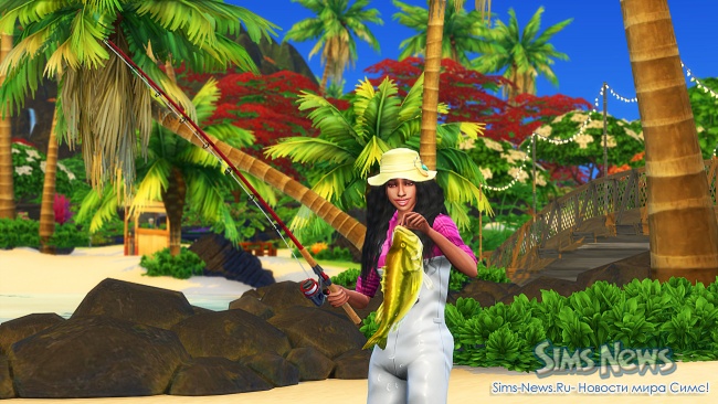 Симка на рыбалке поймала золотую макрель в симс 4