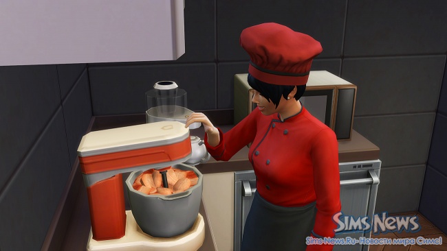 Симка делает заготовку ингредиентов в симс 4
